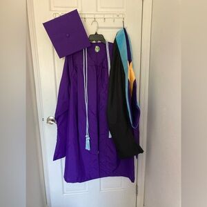Purple Graduation Gown Set with Cap and Stole Hunter masters grad school